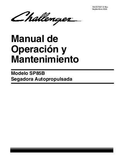 AGCO SP85B Windrower Tractor Operator Manual 700727307E Spanish
