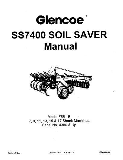 AGCO SS7400 F551-B Soil Saver (eff en 4380, 1994) Operator Manual 1PD684494 English