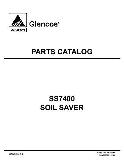 AGCO SS7400 Soil Saver (1996 & 1999) Parts Book 79018129 English