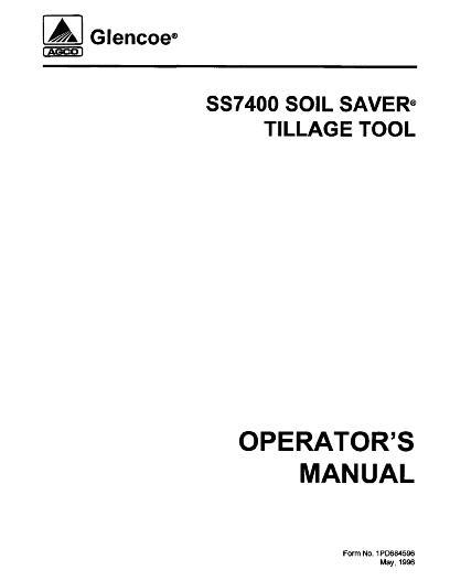 AGCO SS7400 Soil Saver (1996) Operator Manual 1PD684596 English