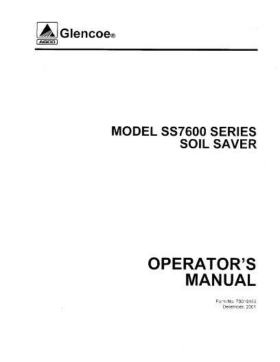 AGCO SS7600 Soil Saver Operator Manual 79019153 English