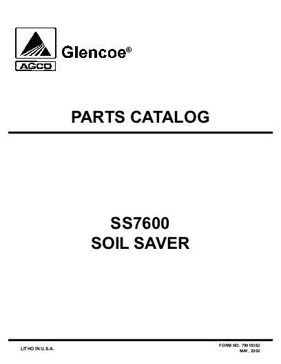 AGCO SS7600 Soil Saver Parts Book 79019362 English
