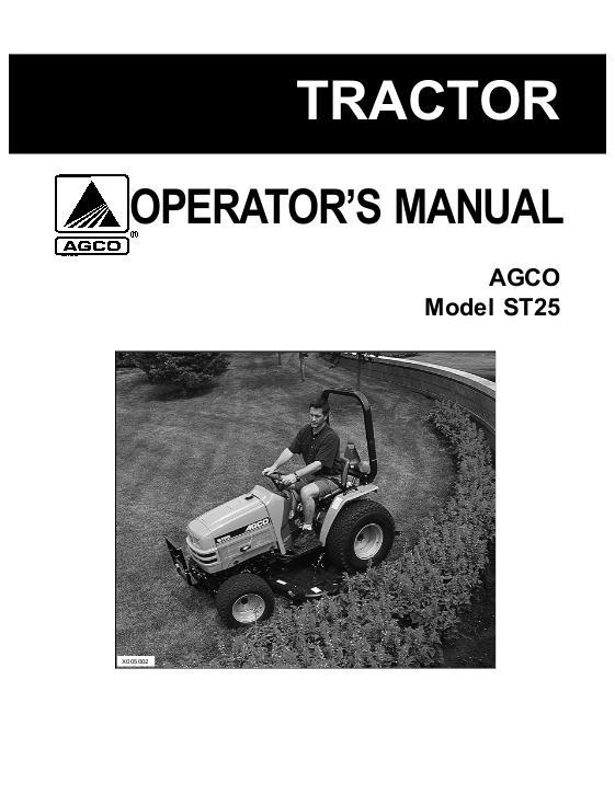 AGCO ST25 Compact Tractor Operator Manual 79019033B English