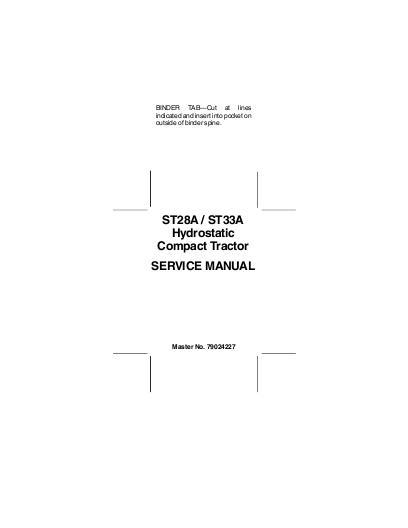 AGCO ST28A ST33A Compact Tractor (hydro trans) (packet) Service Manual 79024228A English