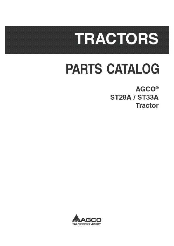 AGCO ST28A ST33A Compact Tractor (std and hydro) Parts Book 79023460D English