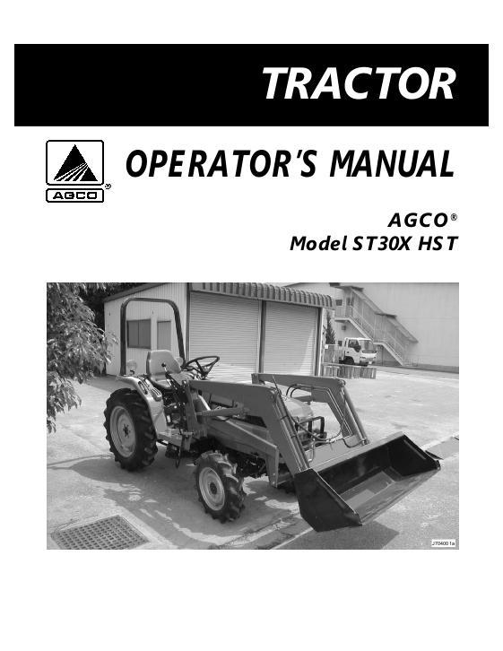 AGCO ST30X Compact Tractor (hydro trans) Operator Manual 79021930 English