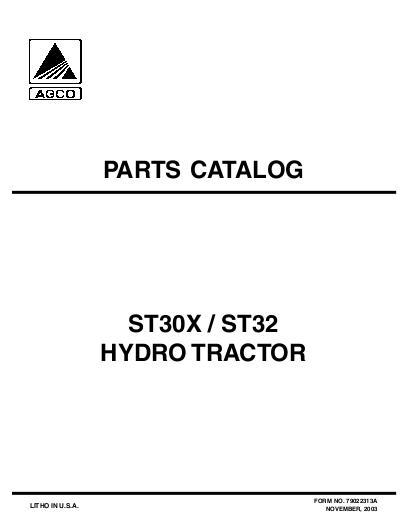 AGCO ST30X ST32 Compact Tractor (hydro trans) Parts Book 79022313A English