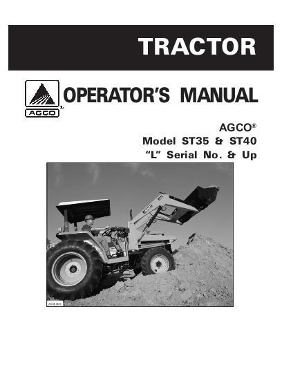 AGCO ST35 ST40 Compact Tractor (eff sn 'L') Operator Manual 79019363B English
