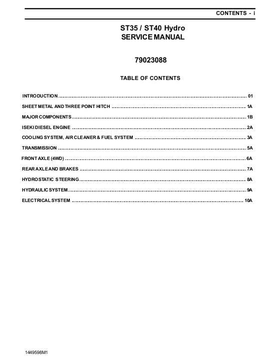 AGCO ST35 ST40 Compact Tractor (hydro) (eff sn 'L') (assembly) Service Manual 79017953B English