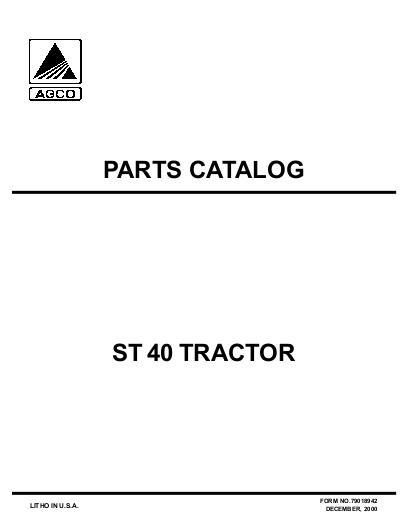AGCO ST40 Compact Tractor (prior sn 'L') Parts Book 79018942 English
