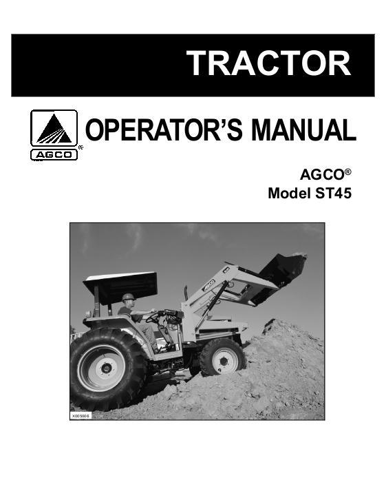 AGCO ST45 Compact Tractor Operator Manual 79019037B English