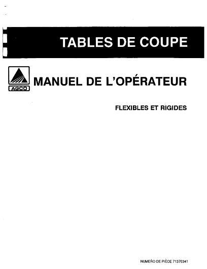 AGCO Series III Flex Headers 93 Operator Manual 71370341 French