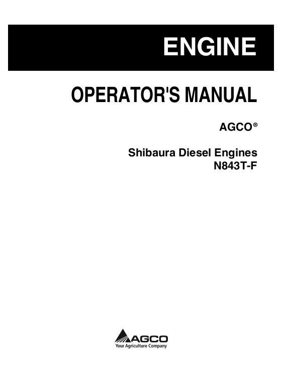 AGCO Shibaura N843T-F Diesel Engine Operator Manual 79036469A English
