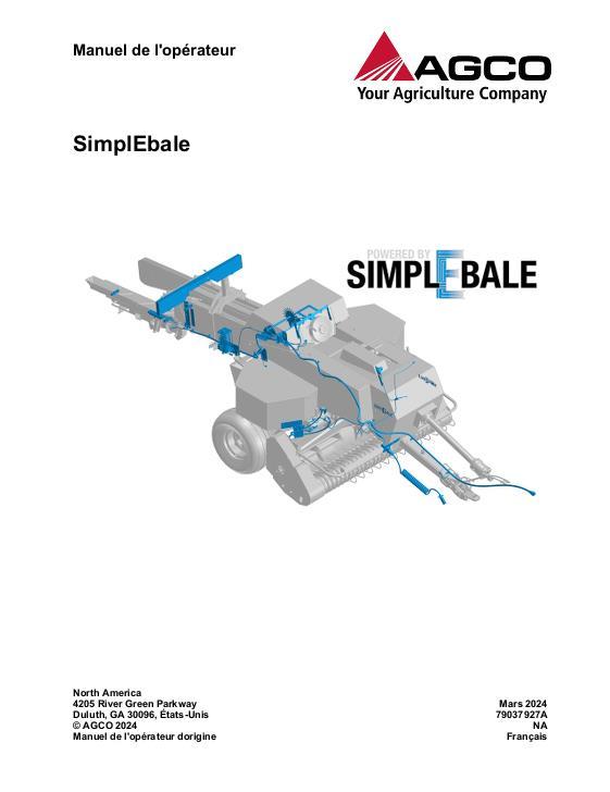 AGCO SimplEbale - French Operator Manual 79037927A French