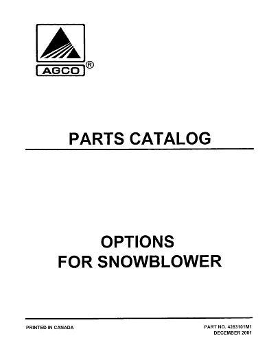 AGCO Snow Blower (options) Parts Book 4263101M1 English