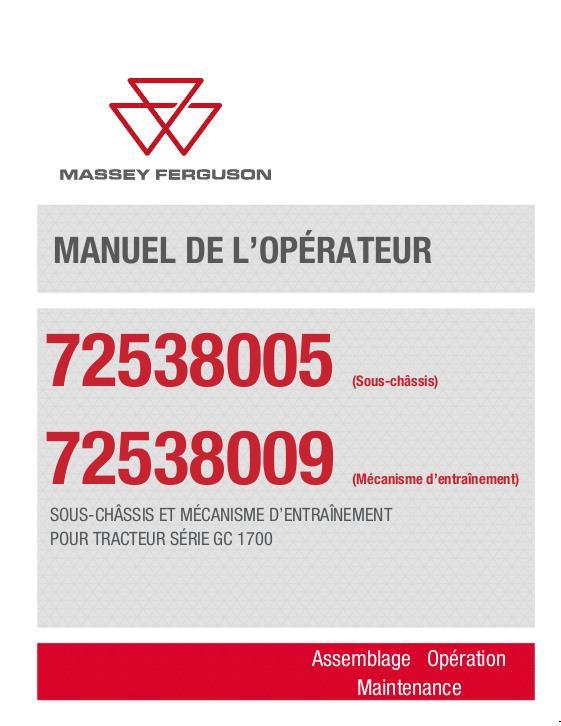 AGCO Subframe and Driveline (72538005 72538009) Operator Manual ACT0081950 French