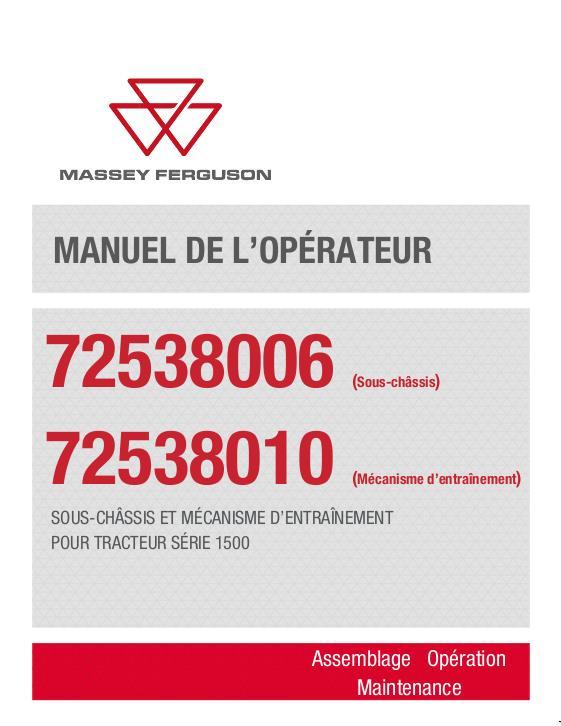 AGCO Subframe and Driveline (72538006 72538010) Operator Manual ACT0081970 French