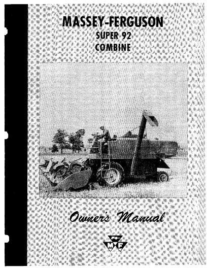 AGCO Super 92 Self Propelled Combine Operator Manual 690488M2 English
