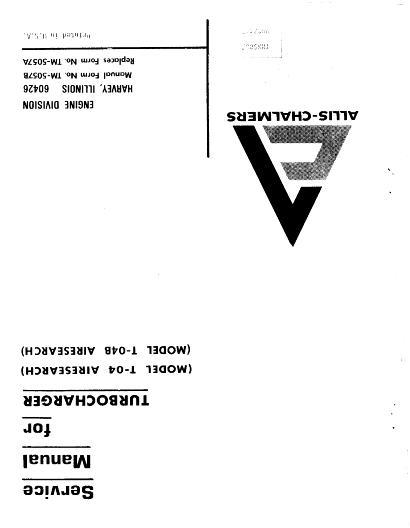 AGCO T04 T-04 T04B T-04B Turbocharger Service Manual 79007447 English