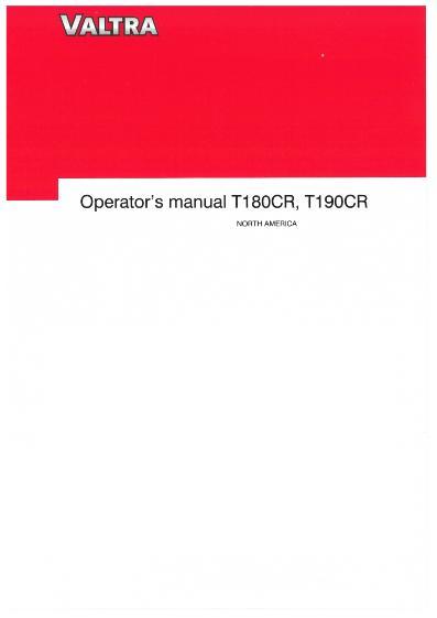 AGCO T180 T180CR T190 T190CR Tractor (common rail) Operator Manual V39821225 English