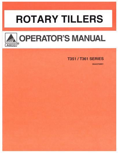 AGCO T348 T360 Rotary Tiller Parts Book 3643673M91 English
