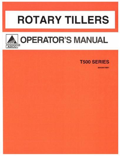 AGCO T560 T572 Rotary Tiller Operator Manual 3643661M91 English