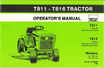 AGCO T811 T816 Lawn Tractor (incl mower decks) Operator Manual 71676620 English