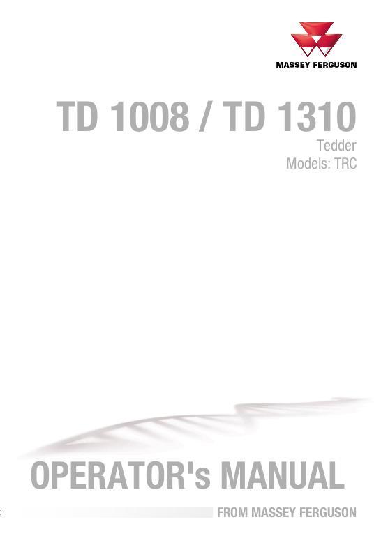 AGCO TD1008 TD1310 TRC Tedder Operator Manual 72629402 English