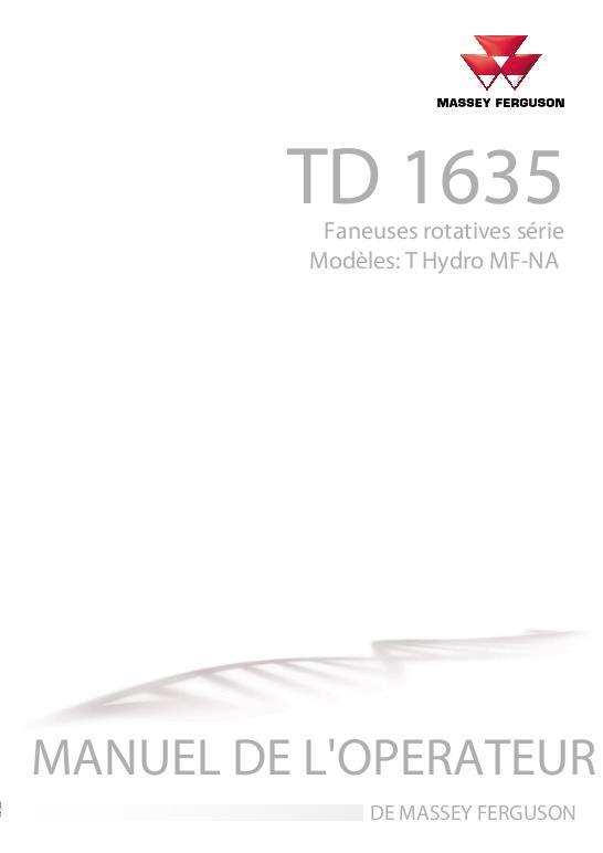 AGCO TD1635 Tedder (N America) Operator Manual FEL128872B French
