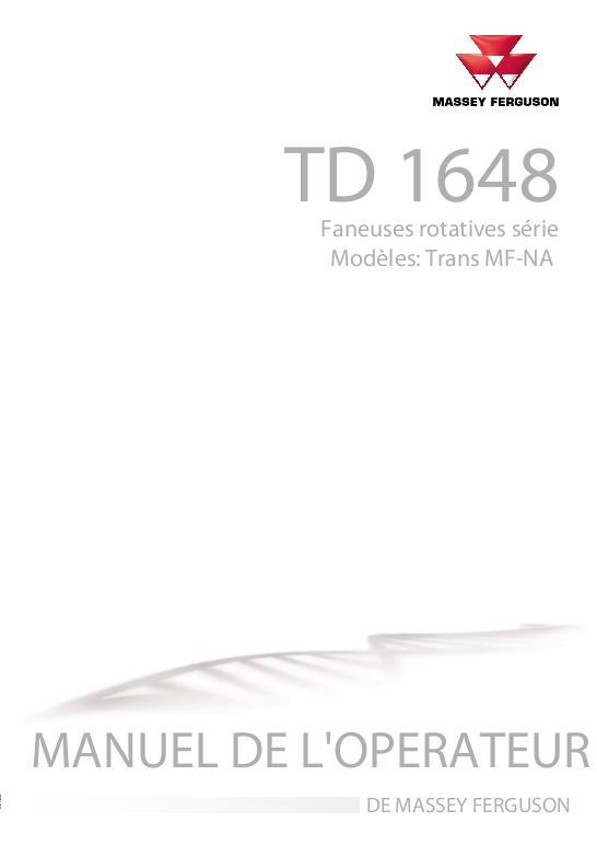 AGCO TD1648 Tedder (N America) Operator Manual FEL128874B French