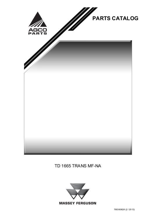 AGCO TD1665 Tedder Parts Book 79036082A English
