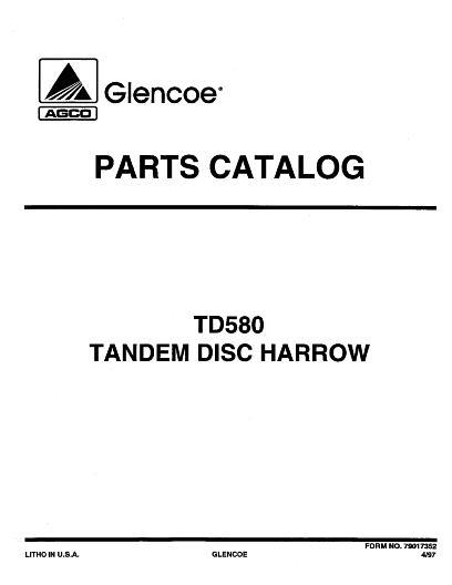 AGCO TD580 Tandem Disc Harrow (1997) Parts Book 79017352 English