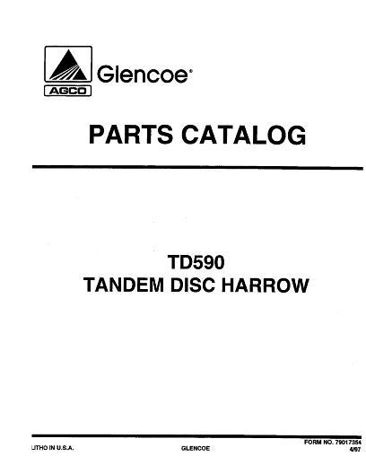 AGCO TD590 Tandem Disc Harrow (1997) Parts Book 79017354 English