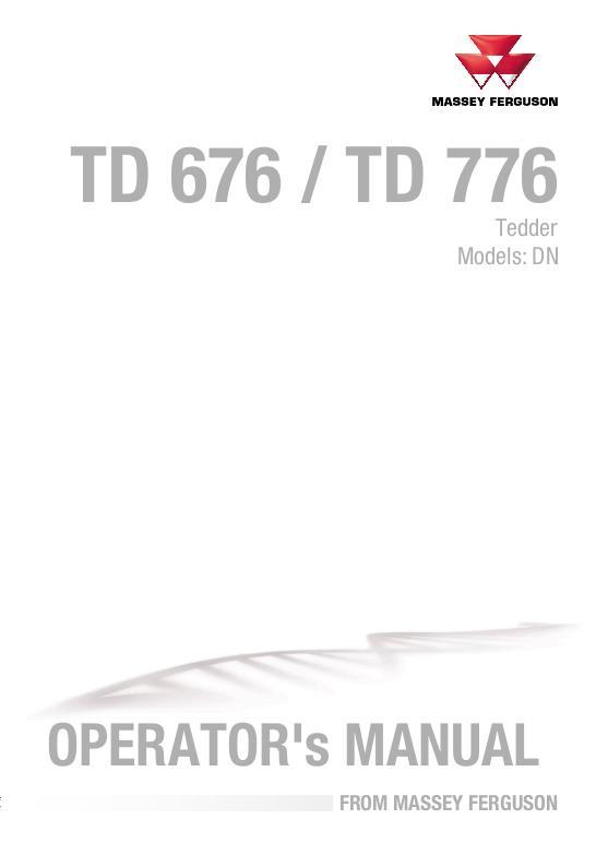 AGCO TD676 TD776 DN Tedder Operator Manual 72629400 English