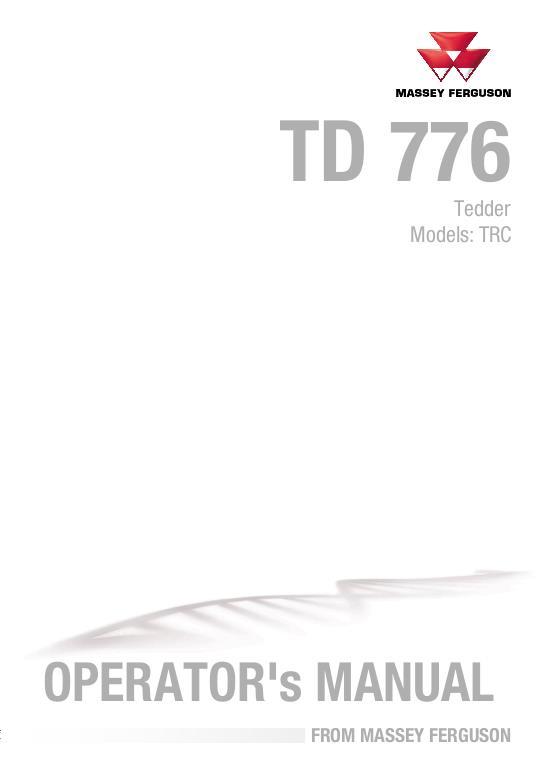 AGCO TD776 TRC Tedder Operator Manual 72629403 English