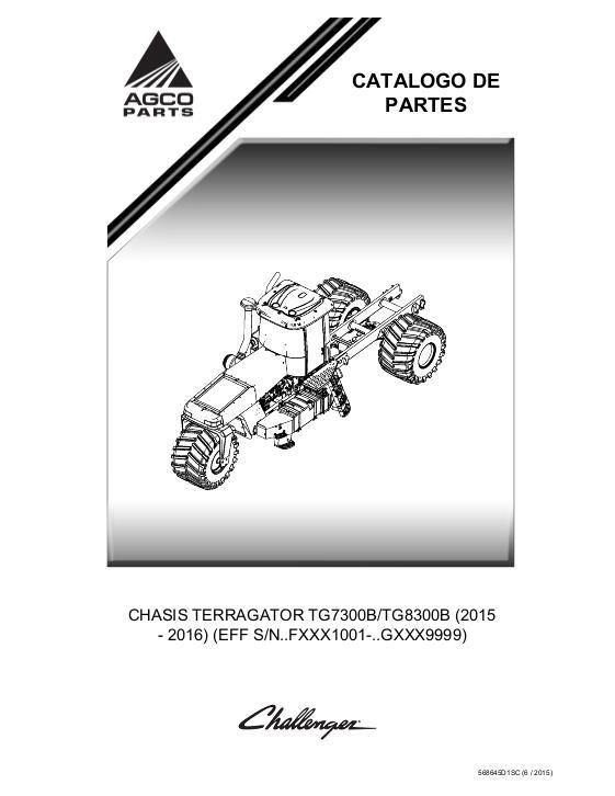 AGCO TG7300B TG8300B TerraGator (chassis, eff Fxxx1001, 2015) Parts Book 568645D1SC Spanish