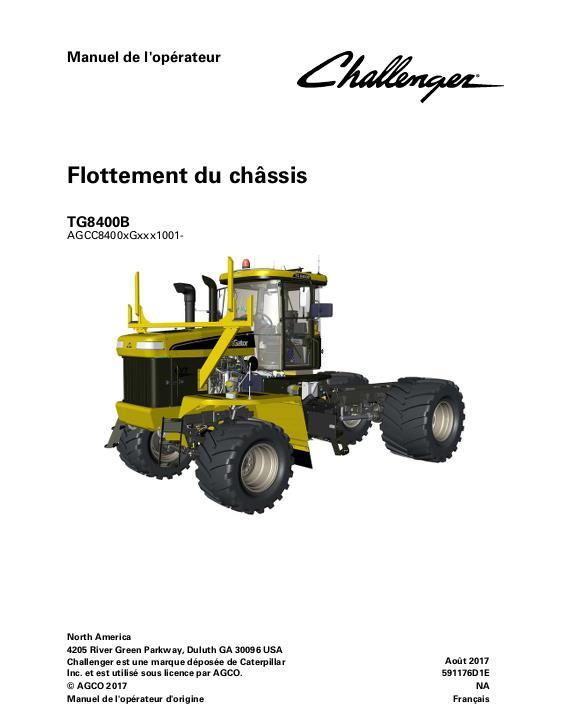AGCO TG8400B TerraGator (chassis) Operator Manual 591176D1E French