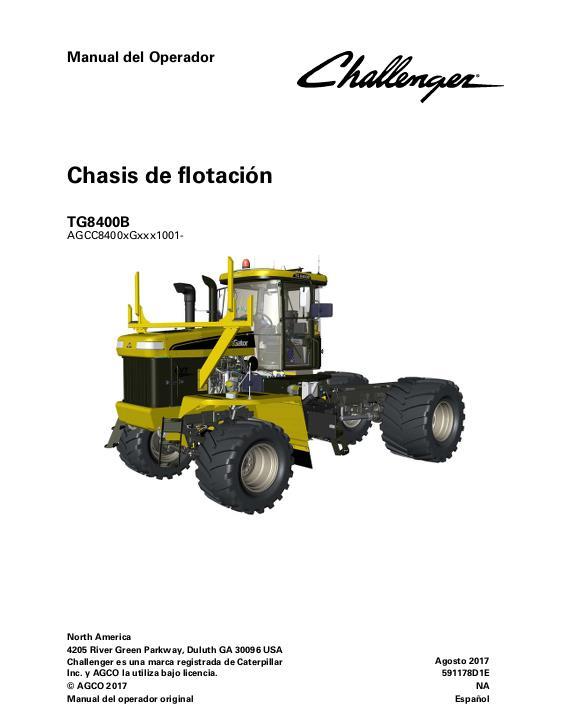 AGCO TG8400B TerraGator (chassis) Operator Manual 591178D1E Spanish