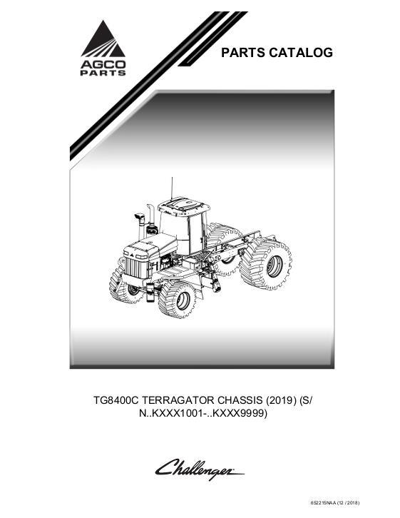 AGCO TG8400C TerraGator (chassis, eff sn Kxxx1001, 2019) Parts Book 652215A English