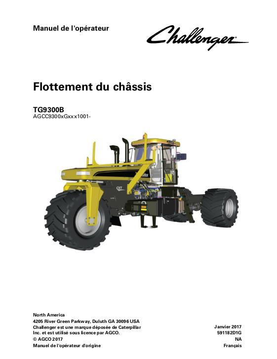 AGCO TG9300B TerraGator (chassis) Operator Manual 591182D1G French