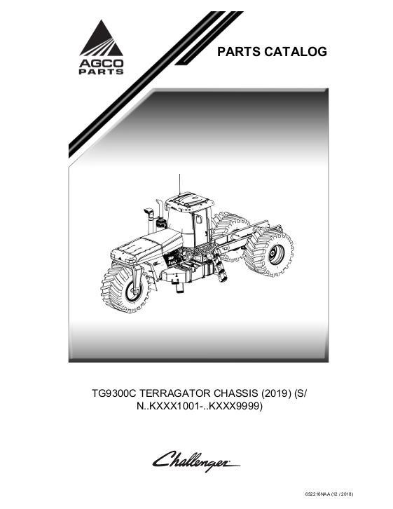 AGCO TG9300C TerraGator (chassis, eff sn Kxxx1001, 2019) Parts Book 652216A English