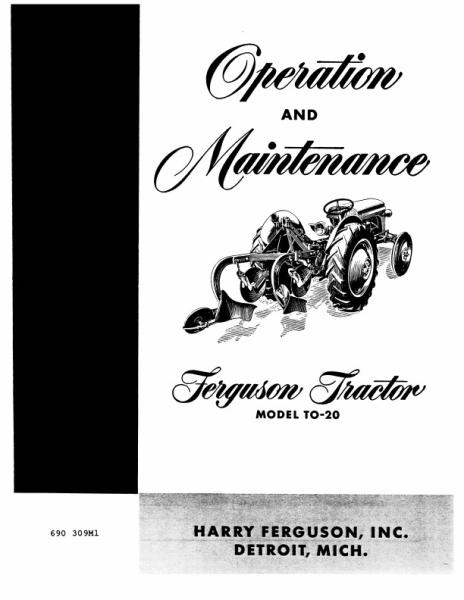 AGCO TO20 Tractor Operator Manual 690309M1 English