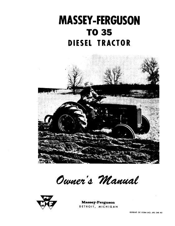 AGCO TO35 Tractor (diesel) Operator Manual 690348M2 English