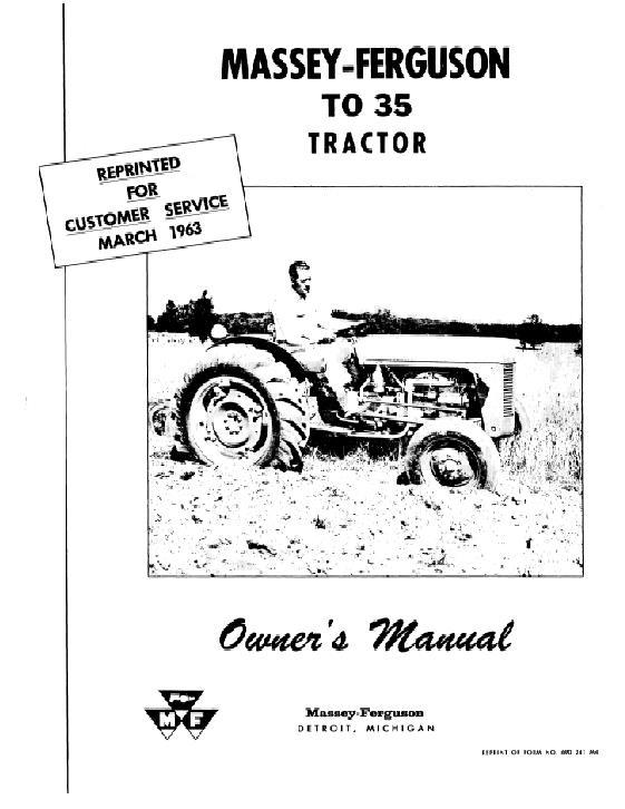 AGCO TO35 Tractor (gasoline) Operator Manual 690241M4 English