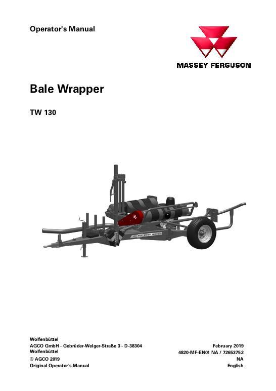AGCO TW 130 Bale Wrapper Operator Manual 72653752 English