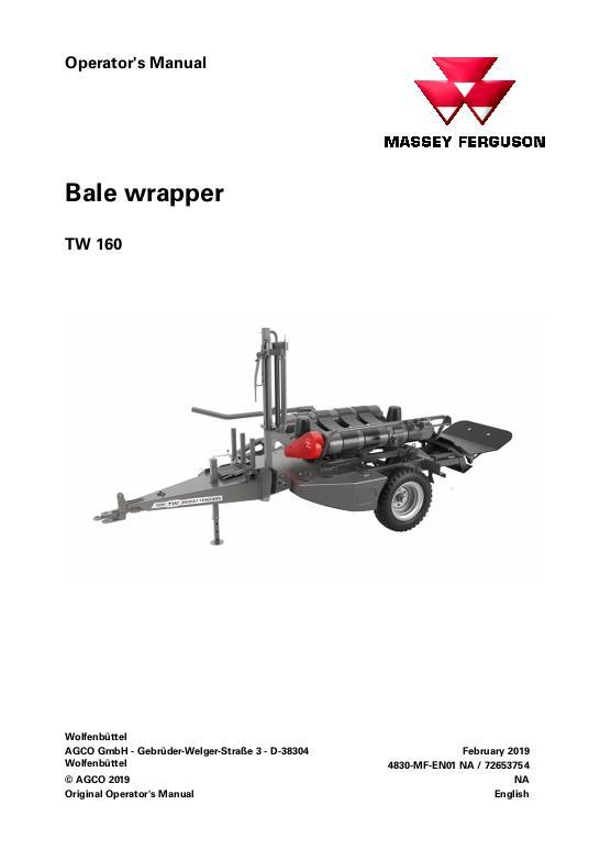 AGCO TW 160 Bale Wrapper Operator Manual 72653754 English