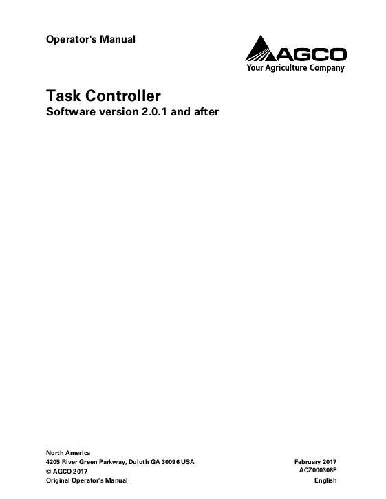AGCO Task Controller (eff software version 2.0.1) Operator Manual ACZ000308F English