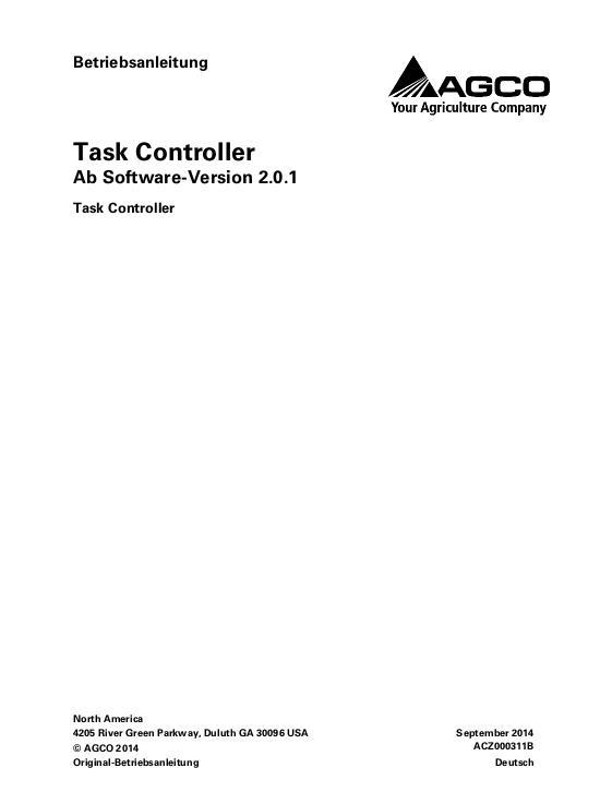 AGCO Task Controller (software version 2.0.1 and up) Operator Manual ACZ000311B German