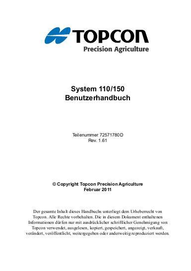 AGCO Topcon Precision Agriculture System 110 150 Operator Manual 72571780D German