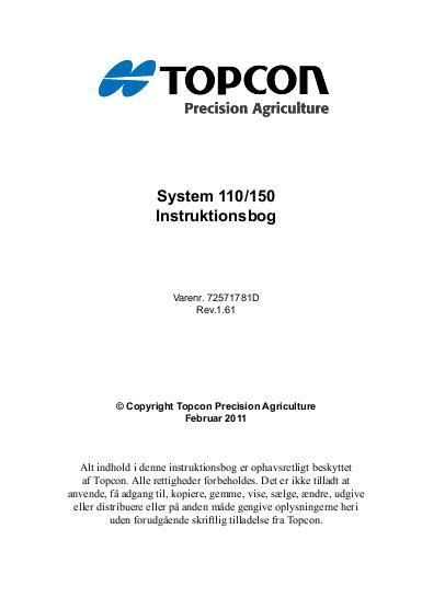 AGCO Topcon Precision Agriculture System 110 150 Operator Manual 72571781D Danish